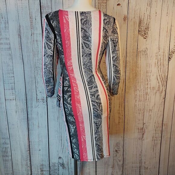 New York & Co Womens Paisley Stripe Ruffled Dress sz XS - Picture 6 of 15